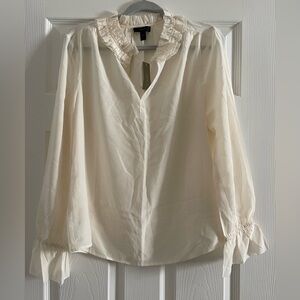 J. Crew Cream Ruffle Blouse